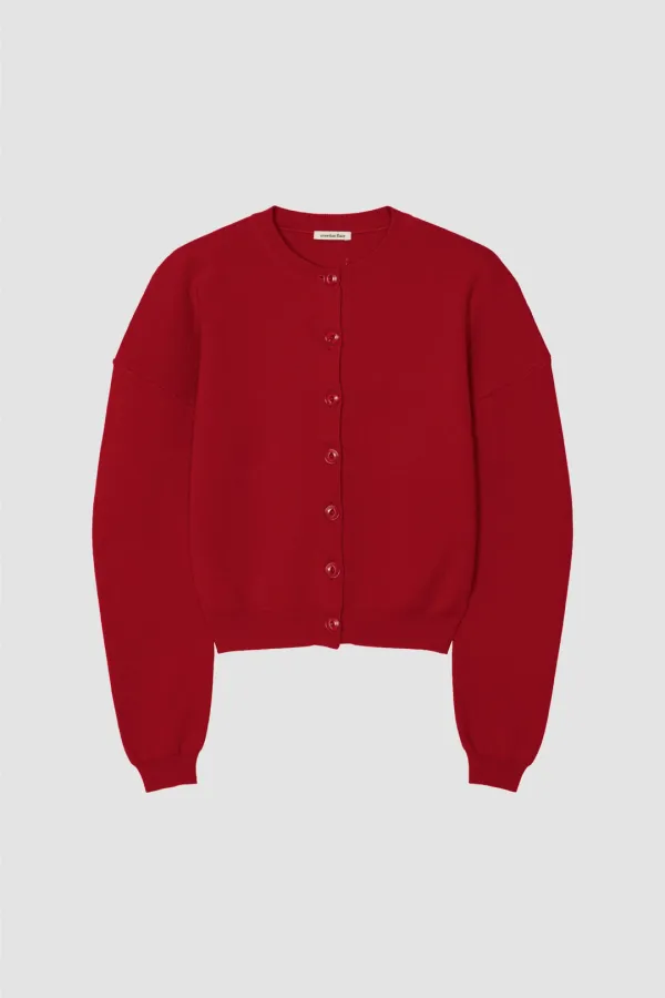 OVERDUE CURVED CARDIGAN_RED