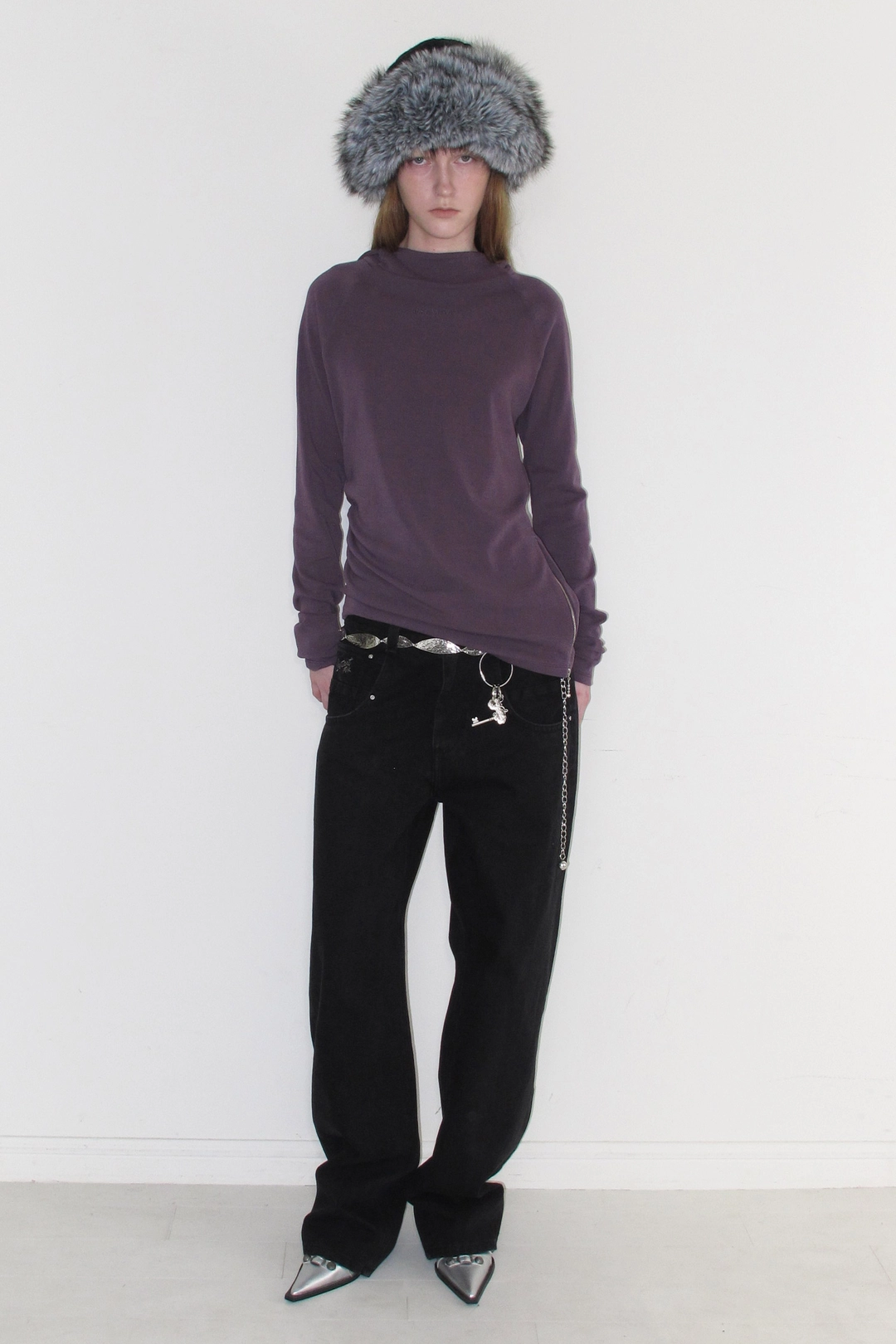 인스턴트펑크 DIAGONAL ZIPPER HOOD TEE - PURPLE 상품 이미지 2