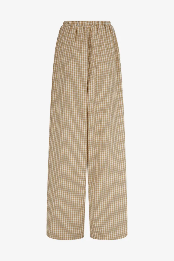 spring seersucker check pants