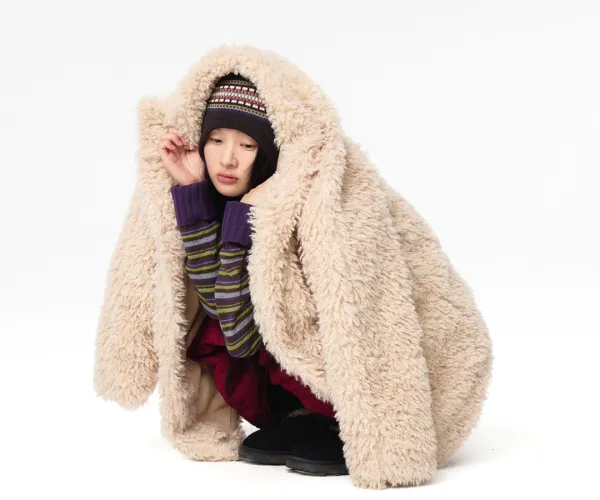 SOFT FUR COAT LIGHT BEIGE