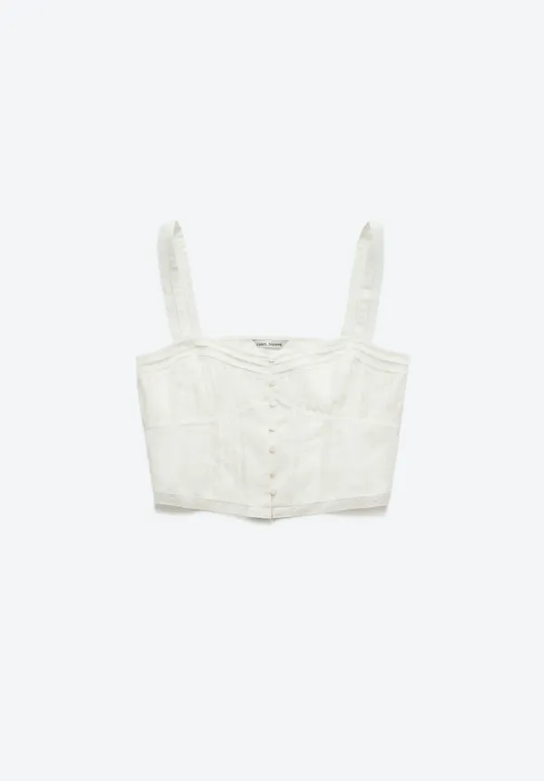 LACE PINTUCK SLEEVELESS TOP