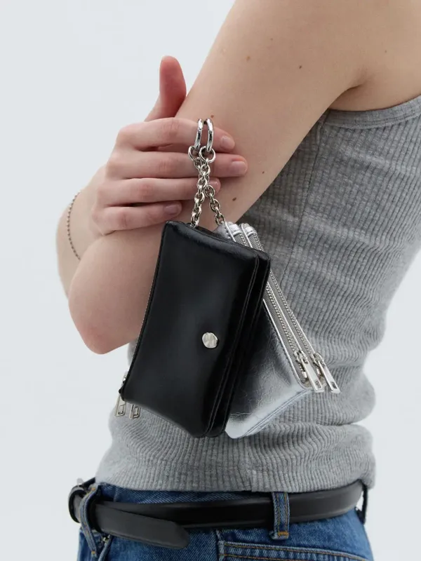 [EXCLUSIVE] Knot Double Zipper Wallet Black