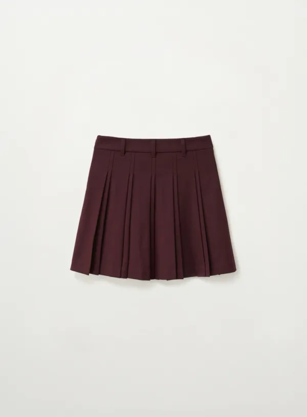 [신예은 Pick] (W) Pleated Mini Skirt - Burgundy
