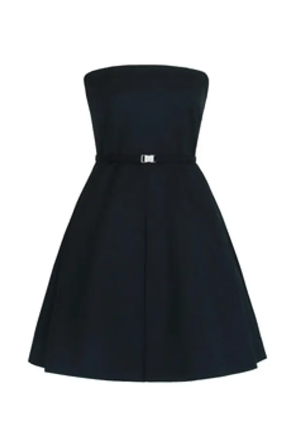 ALANA TROPICAL WOOL STRAPLESS DRESS