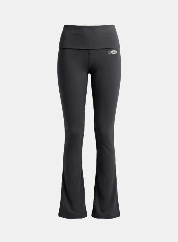 [w-pts26-028] BS Cotton Jersey Essential Fold-Over Bootcut Pants - Charcoal