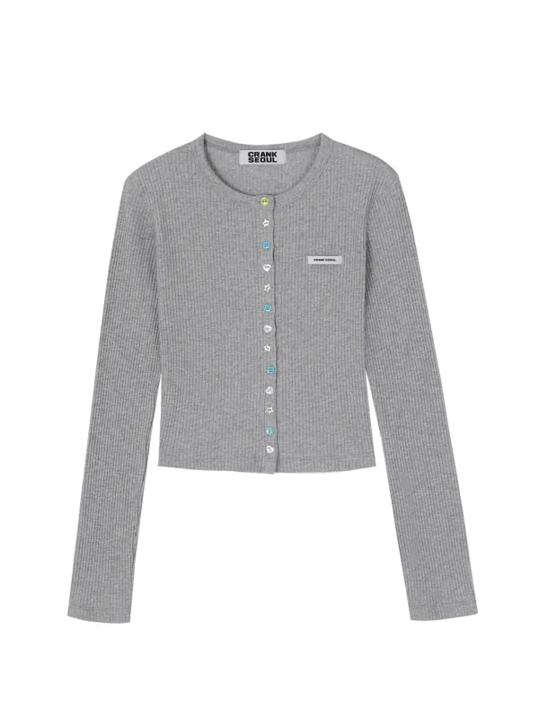 MULTI BUTTON CARDIGAN_MELANGE GREY