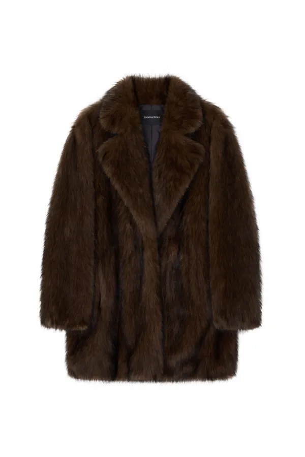 FAUX FUR HALF COAT (BROWN)