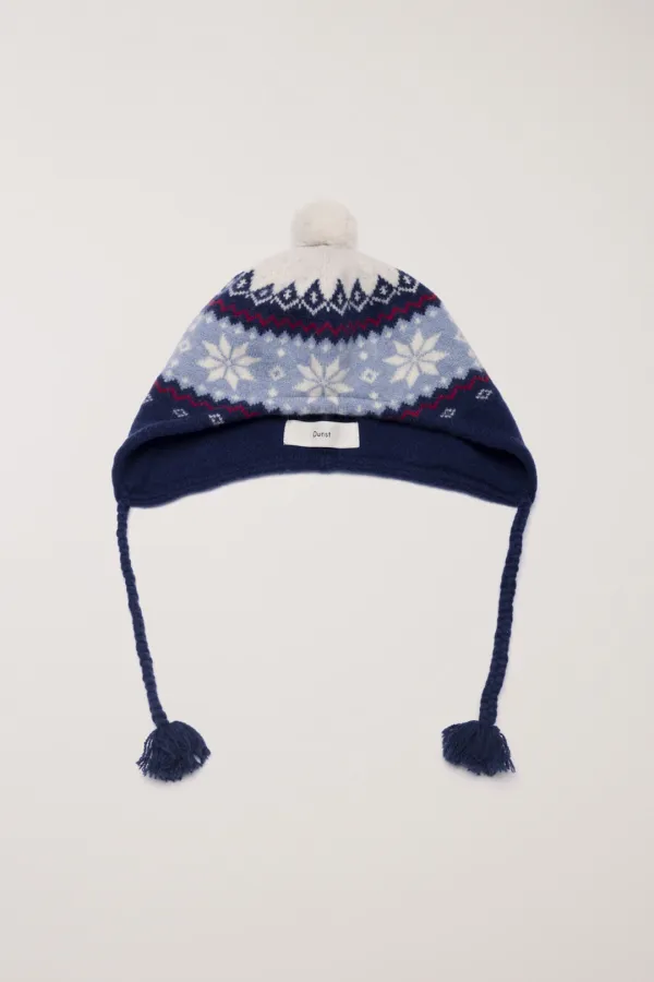 POMPOM TAIL BEANIE NAVY