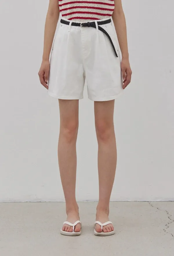 BRI PINTUCK DENIM SHORTS