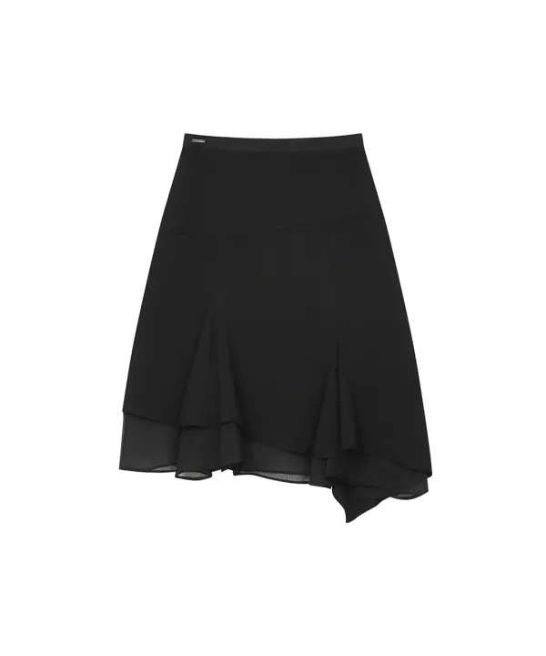Organza layered midi skirt BLACK