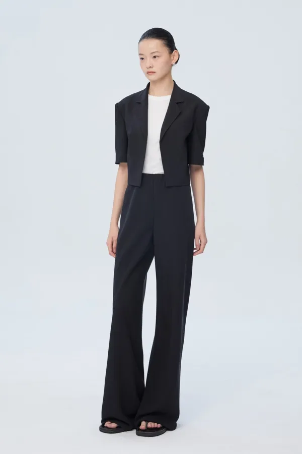 CREPE WIDE LEG LOOSE FIT PANTS