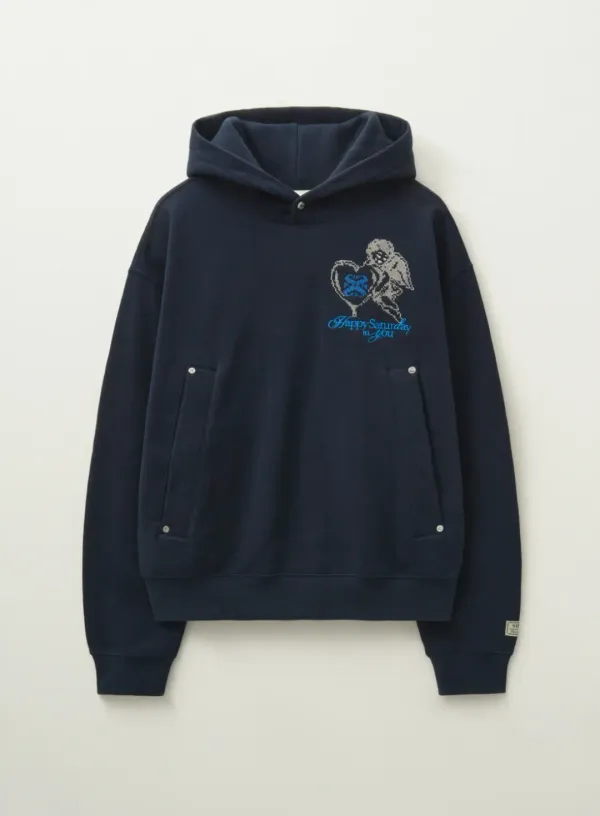 Angel Cross Stitch Hoodie - Navy