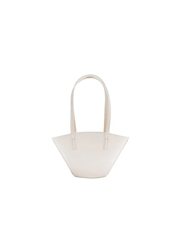 Mini Leather Bucket Bag, White