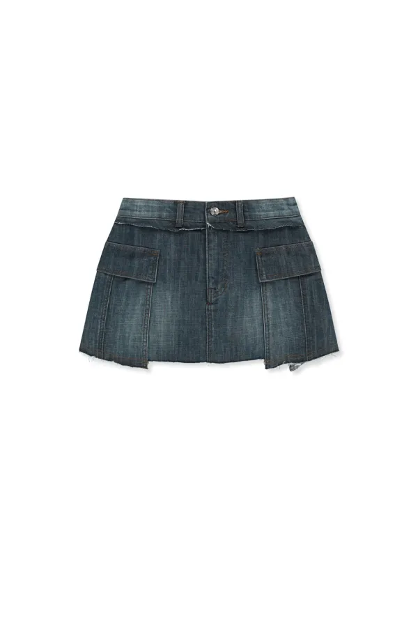 CARGO MINI DENIM SKORT IN BLUE