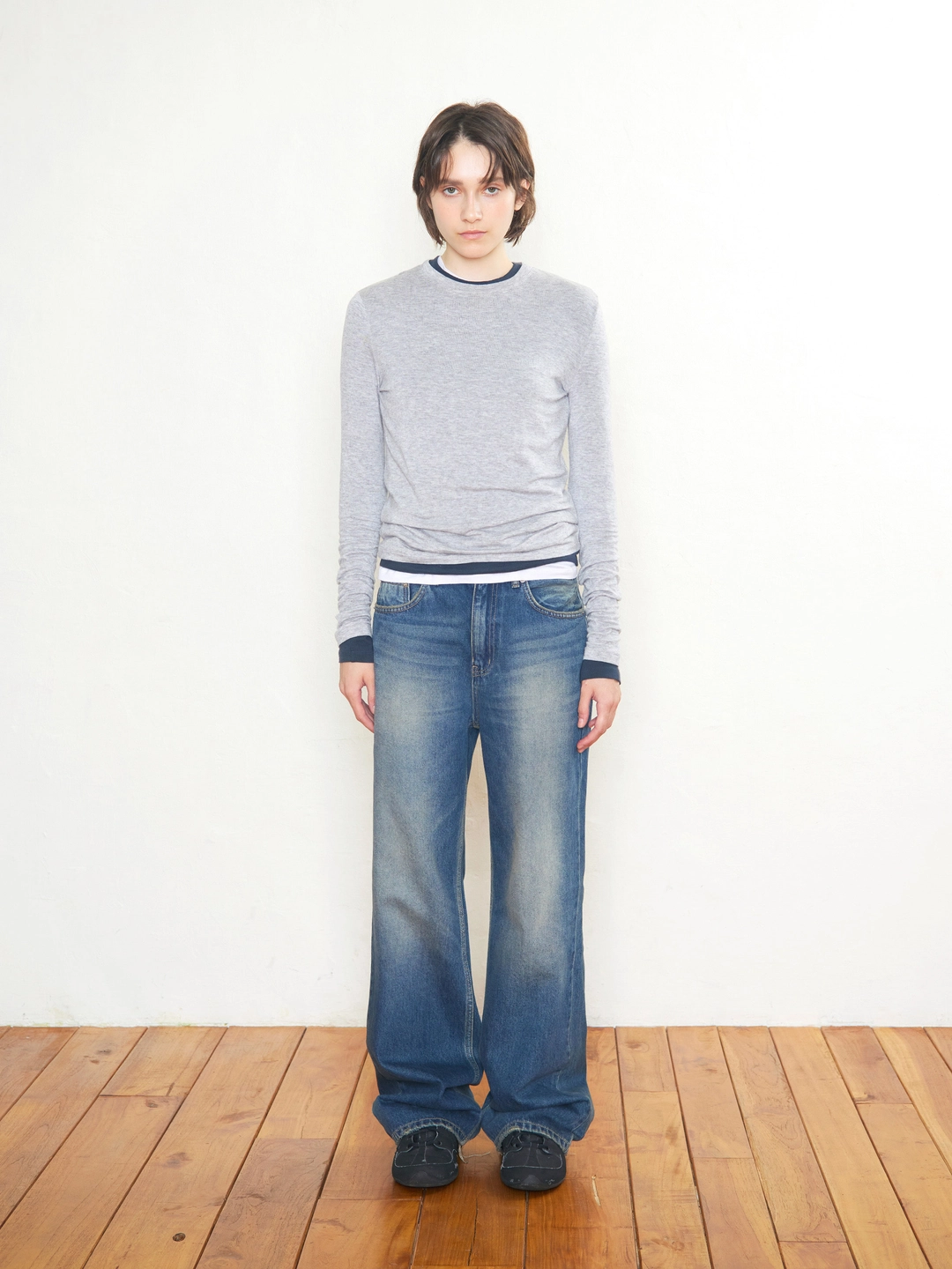 로우클래식 Lc Wool Jersey T-Shirt_Melange Grey - LOW CLASSIC 상품 이미지 2