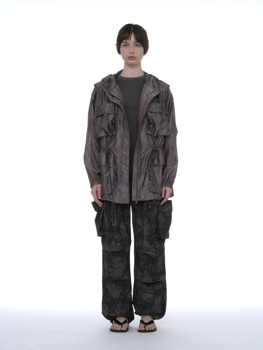 파르티멘토 [WOMEN] FLORAL LIGHTWEIGHT HOODED UTILITY JACKET_BROWN 상품 이미지 2