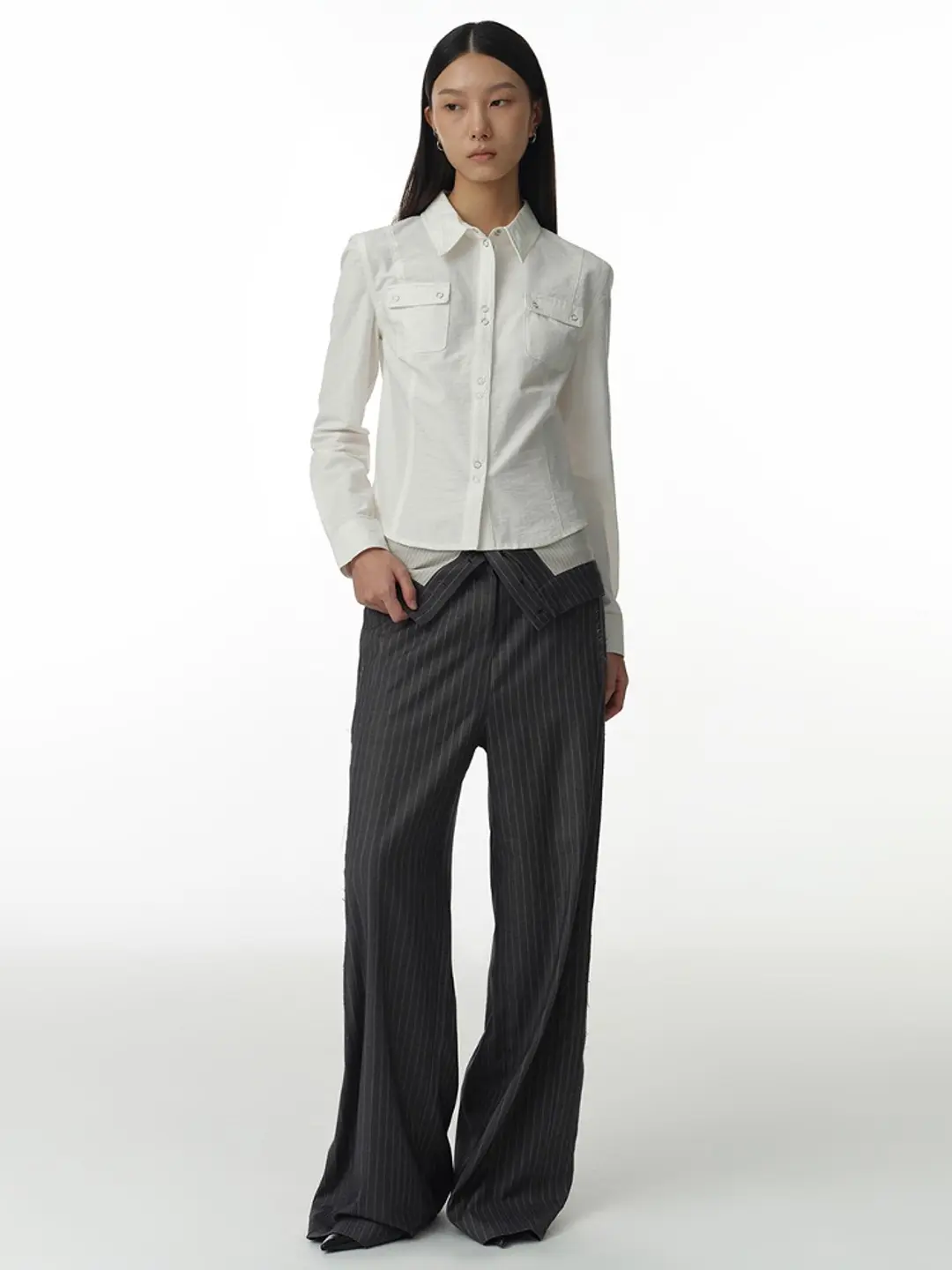 밀로 우먼 Folding Wide Trouser [Charcoal Gray] 상품 이미지 1