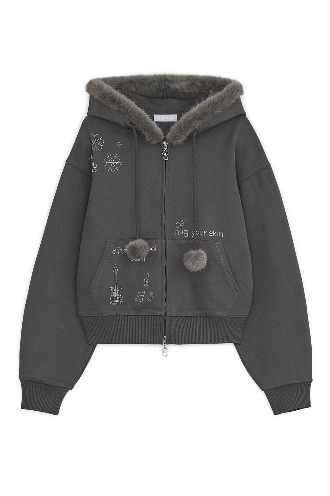 허그유어스킨 Hotfix fur hoodie zip-up (Charcoal) 상품 이미지 1