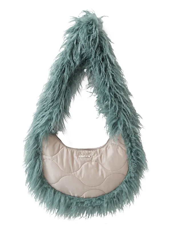 PADDED FUR SHOULDER BAG_BEIGE