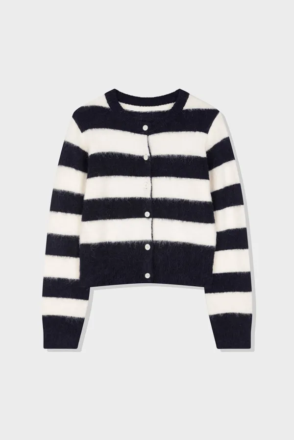 two tone cardigan - ivory navy