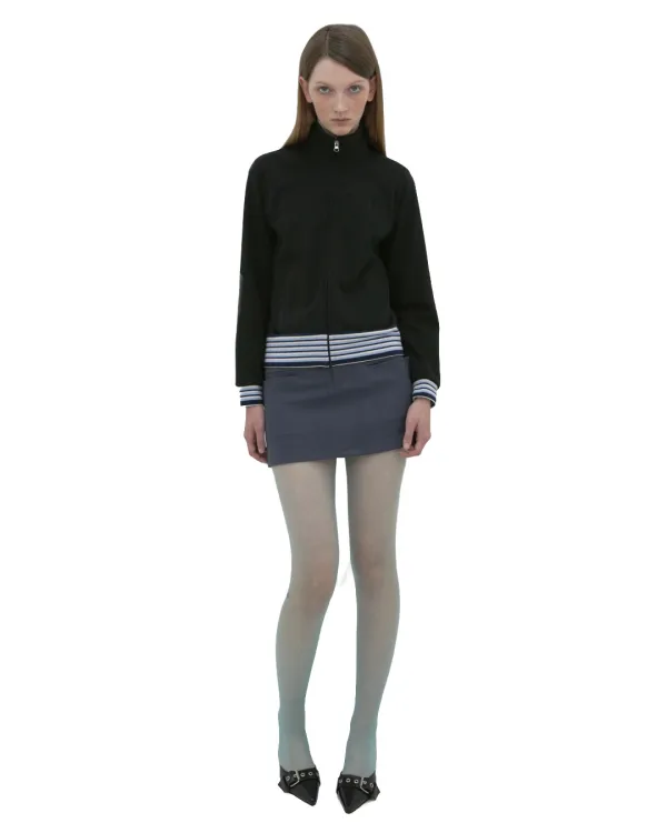 JERSEY APPLIQUÉ ZIP-UP JACKET, BLACK