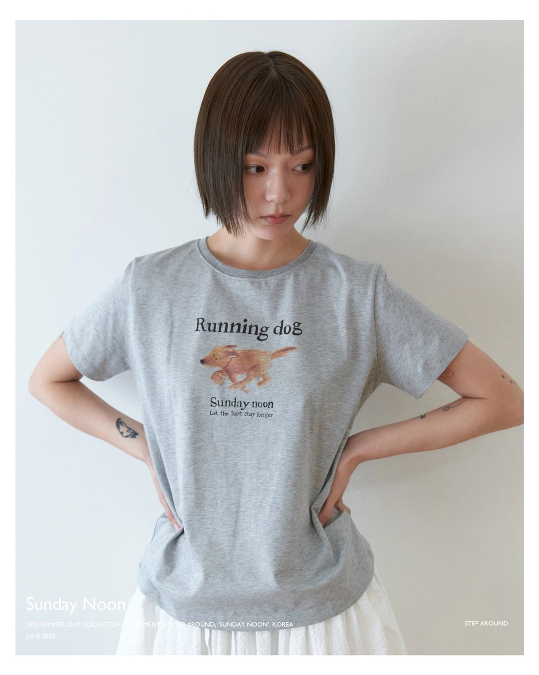 스텝어라운드 Running dog print T-shirts_GREY 상품 이미지 2