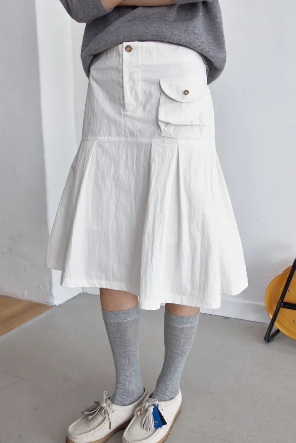 pocket pleats skirt - cream