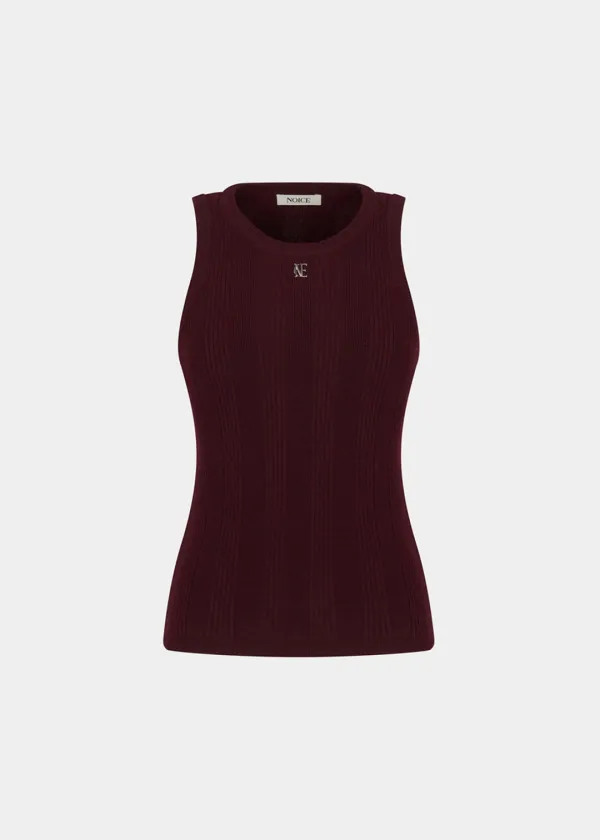 W RIBBED KNIT SLEEVELESS - WINE
