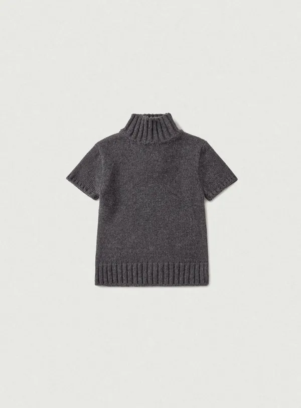 Half Turtleneck Knit Sweater_Charcoal