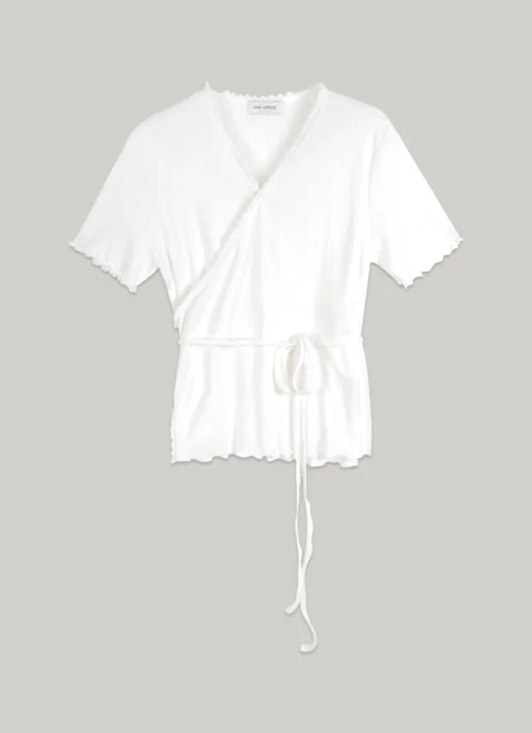 comos 1464 lace detail wrap t-shirt (ivory)