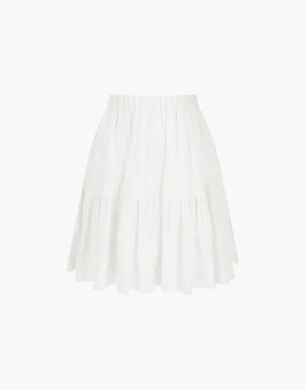shirring banding mini skirt - white