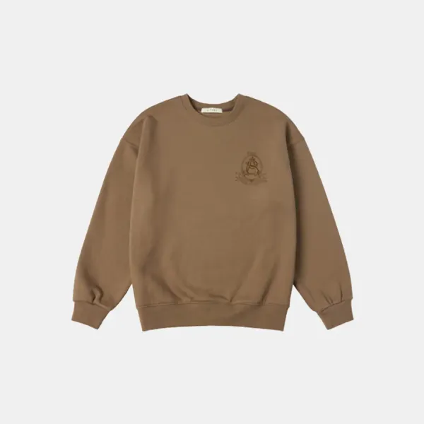 SITP5173 로열 자수 기모 스웨트 셔츠_S\'est passee(쎄빠쎄)_Milk brown
