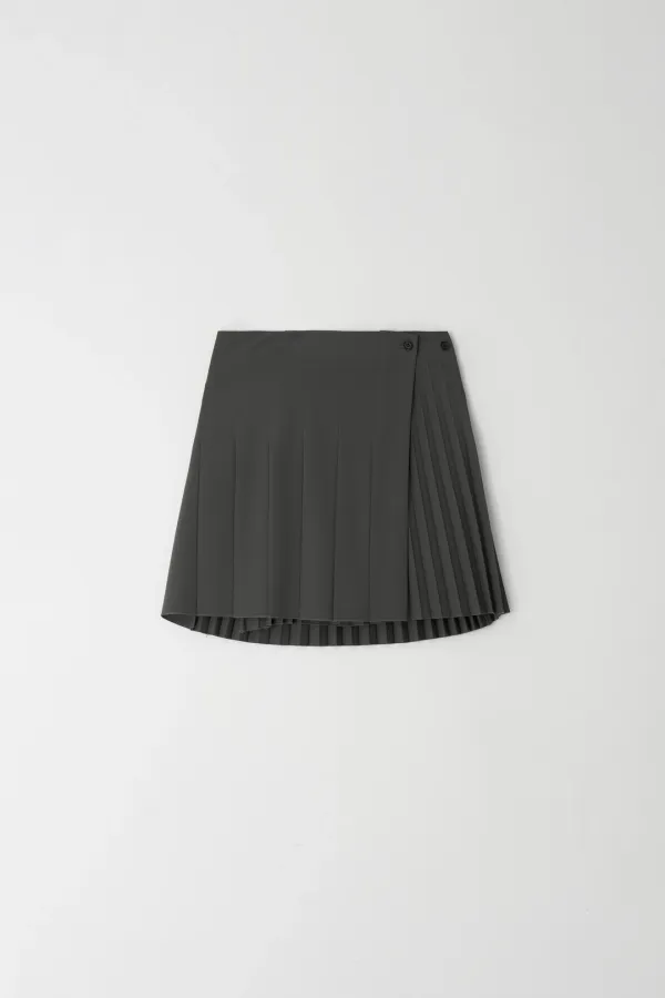 Pleated Wrap Skirt (gray)