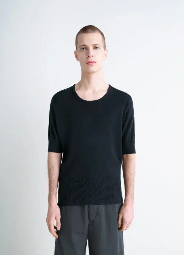 SHORT SLEEVES TOP IN FINE WOOL