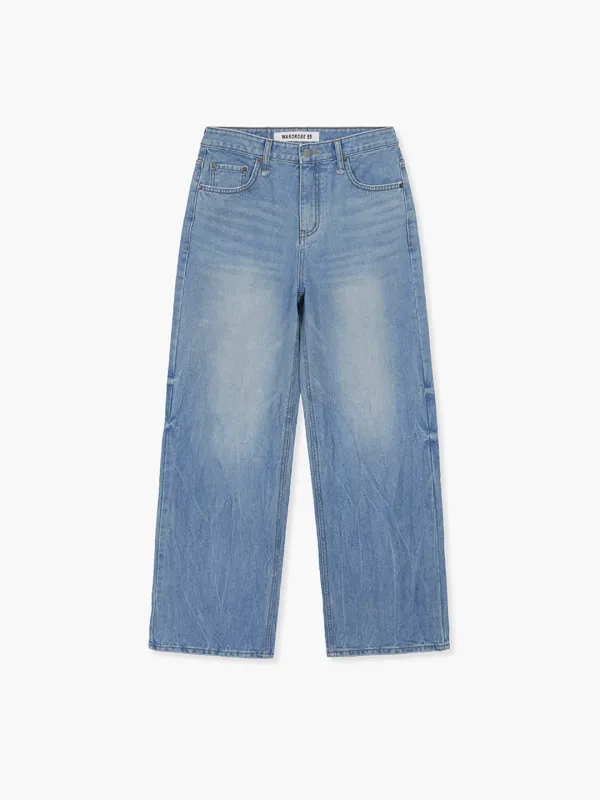 WIDE LEG WRINKLE JEANS_blue