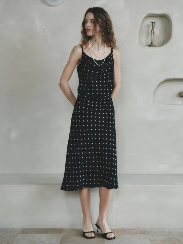 LABETTI dot long sleeveless dress_black