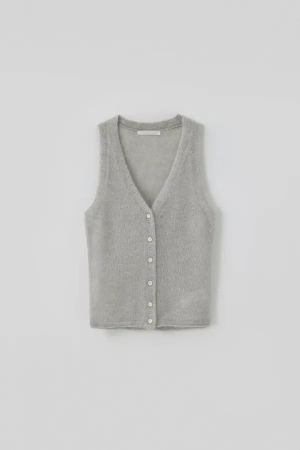 T/T Soft sheer knit vest (gray)