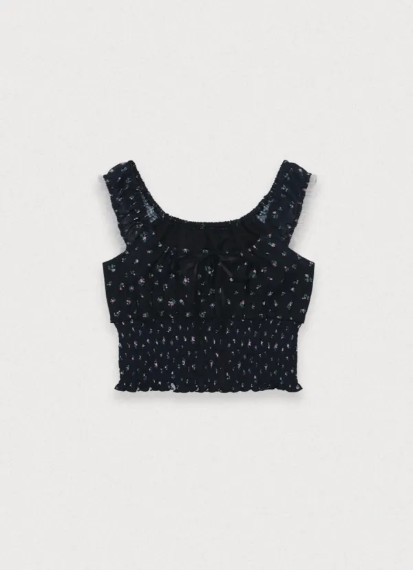 June flower blouse - black