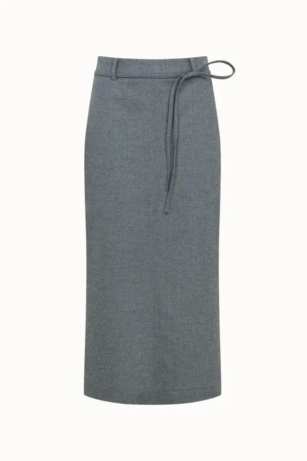 Double Stitch Skirt[LMBDAUSK402]-Light Gray