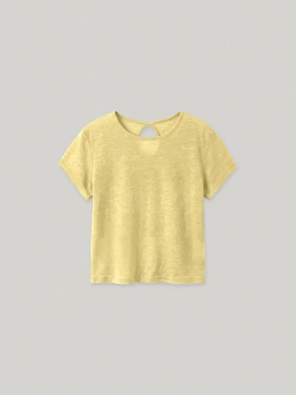 HAN SHEER CAP SLEEVE  T-SHIRT - YELLOW한 시어 캡 슬리브 티셔츠