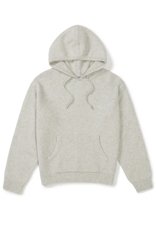 [25FW clove] Raglan Hooded Knit Pullover (Light Grey)