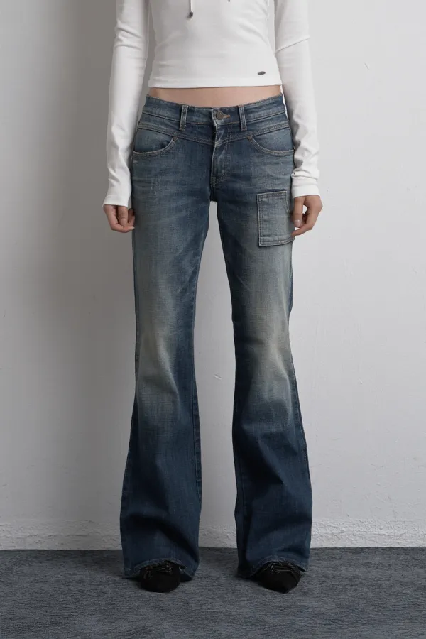 CARGO PAINTING DENIM PANTS BLUE