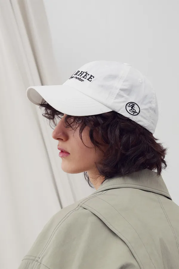 LOGO EMBROIDERED AQUA BALL CAP WHITE
