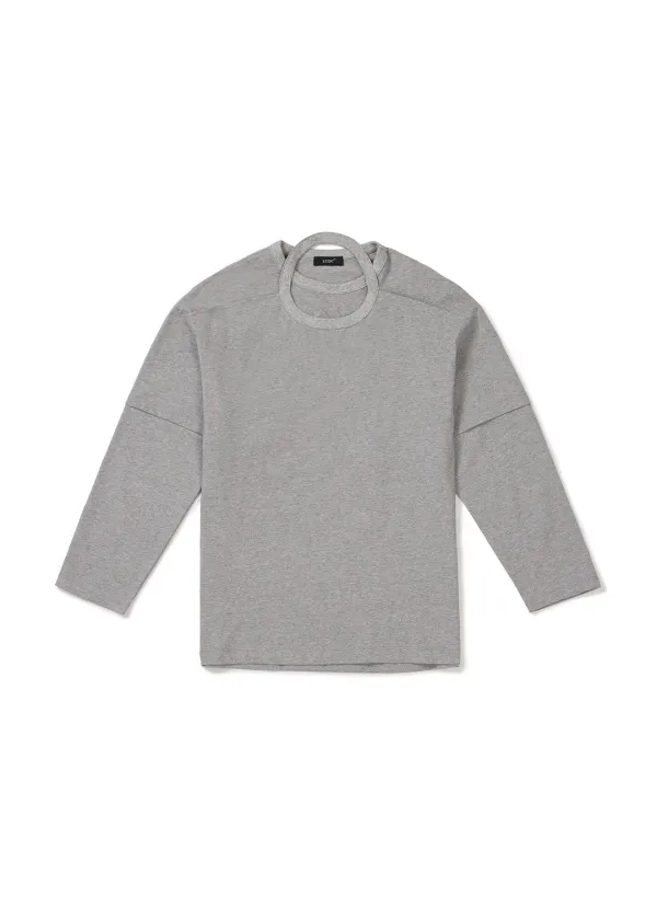 HALTERNECK-DETAILED TOP (MELANGE GREY)