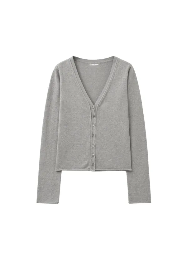 [2ND 10/8~ 발송] ROLL-TRIM CARDIGAN, MELANGE GRAY