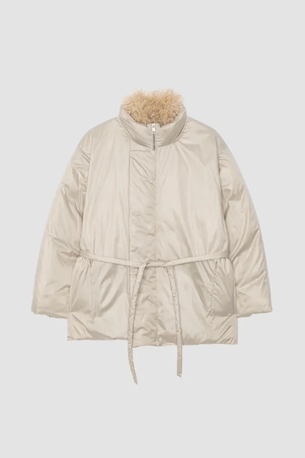 FUR HIGH NECK GOOSE DOWN JUMPER_LIGHT BEIGE