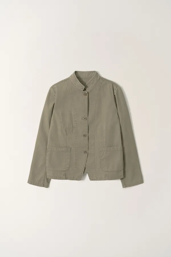 3RD / Washed cotton stand jacket (Washed khaki)