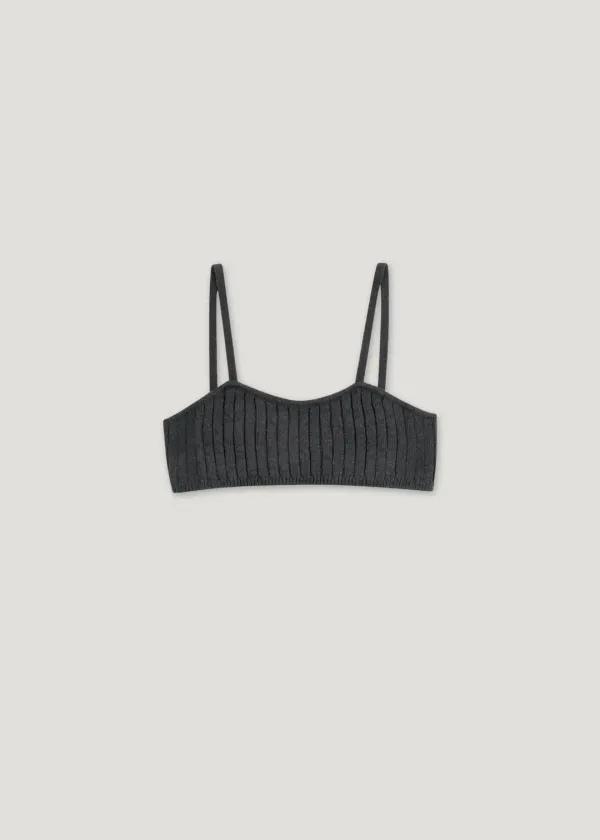 [5th] Strap Cropped Knit Bustier_ Charcoal