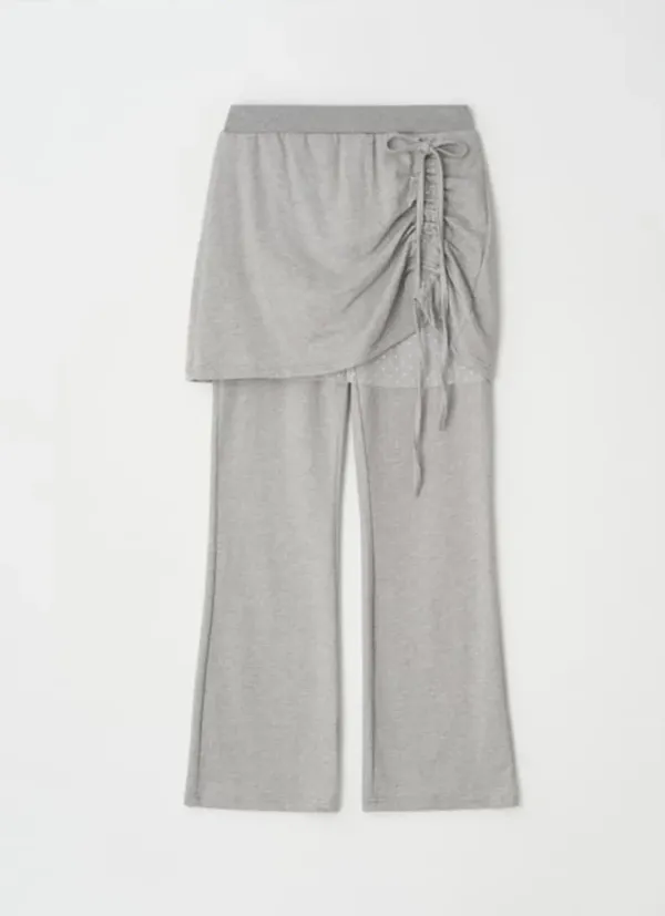 DOT SHEER LAYERED BOOTSCUT PANTSKIRT GREY