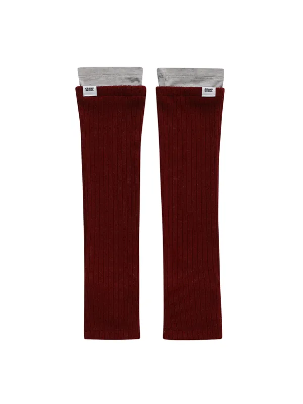 [Last one] SHEER LAYERED PEARL KNIT LEG WARMERS_WINE